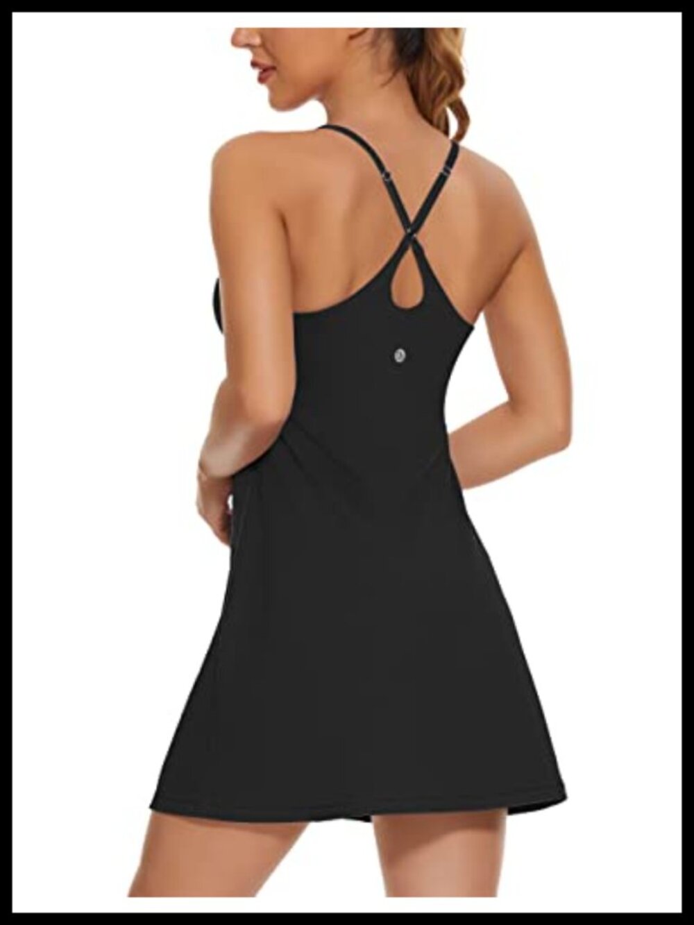 Women's 2-in-1 Tennis Dress with Built-in Bra Shorts Pockets Adjustable Strap